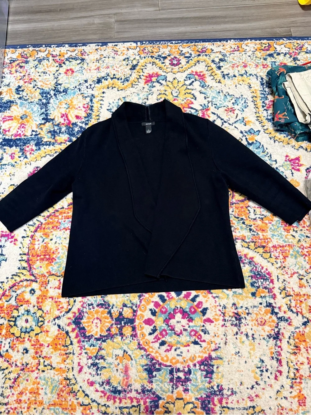 Alfani Black Open Front Shawl Collar Cardigan Sweater Women’s XL Knit